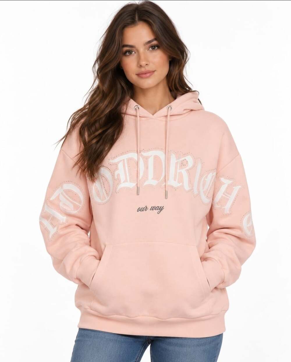 Women's Hoodrich Dawn V2 OE Hoodie Pink Rhinestones Size XL NWT Soft T35